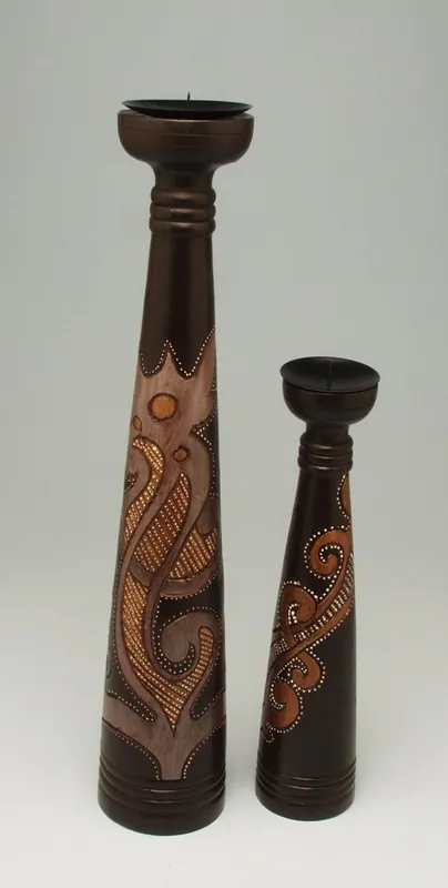 Carved Candle Holder Set