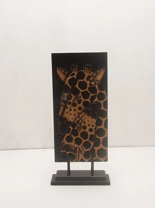Giraffe Carved Panel on Stand