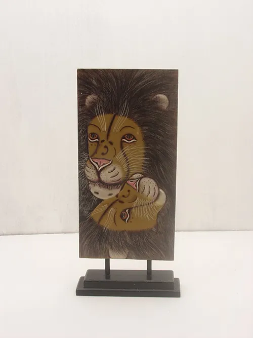 Lion Carved Panel on Stand
