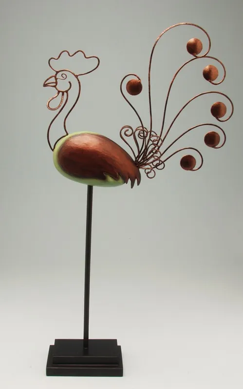Rooster on Iron Stand