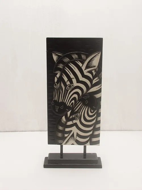 Zebra Carved Panel on Stand